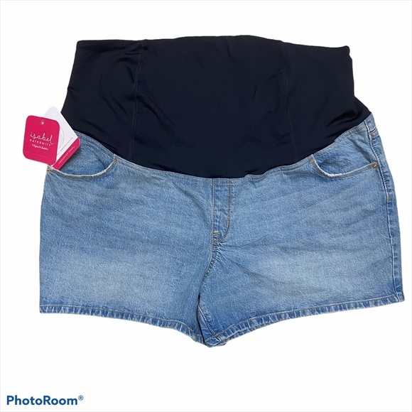 Isabel Maternity Crossover Panel Midi Shorts - Picture 1 of 4